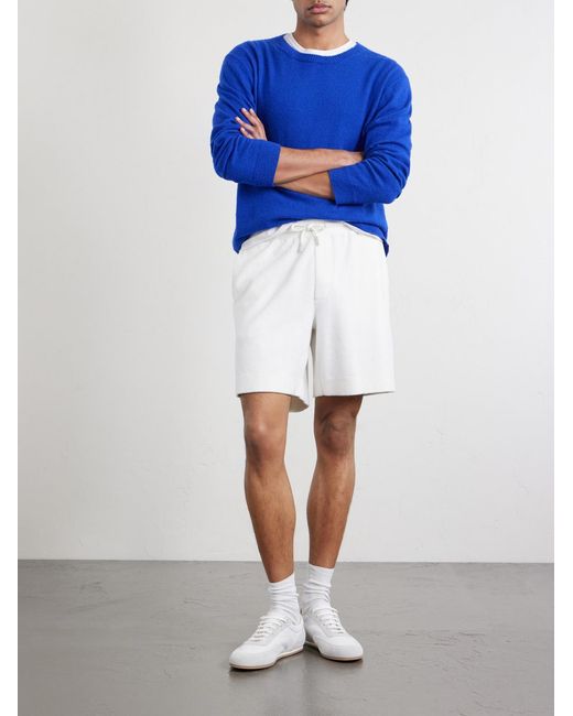Mr P. White Straight-Leg Organic Cotton And Silk-Blend Terry Shorts for men