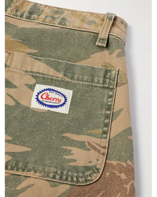 CHERRY LA Natural Straight-leg Camouflage-print Cotton-canvas Trousers for men