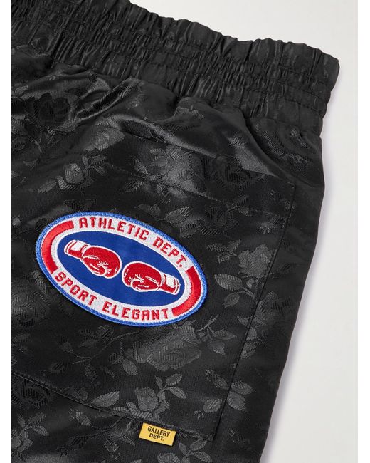 GALLERY DEPT. Black Boxing Straight-Leg Appliquéd Satin-Jacquard Shorts for men