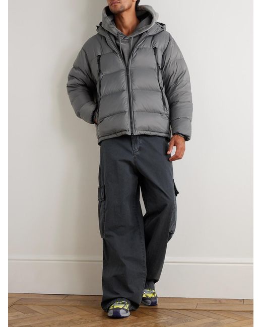 FRIZMWORKS Gray Altavia Quilted Nylon Hooded Down Jacket for men