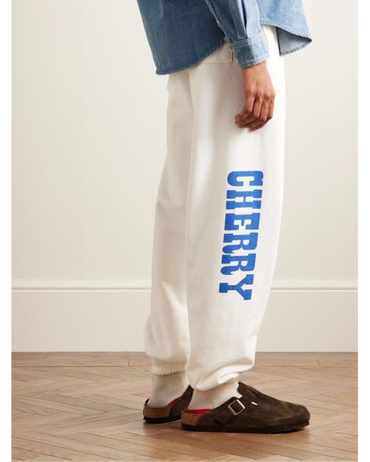 CHERRY LA White Vanson Tapered Logo-print Appliquéd Cotton-jersey Sweatpants for men