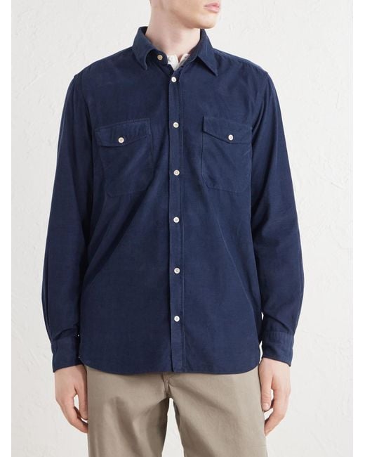 Boglioli Blue Cotton-corduroy Shirt for men