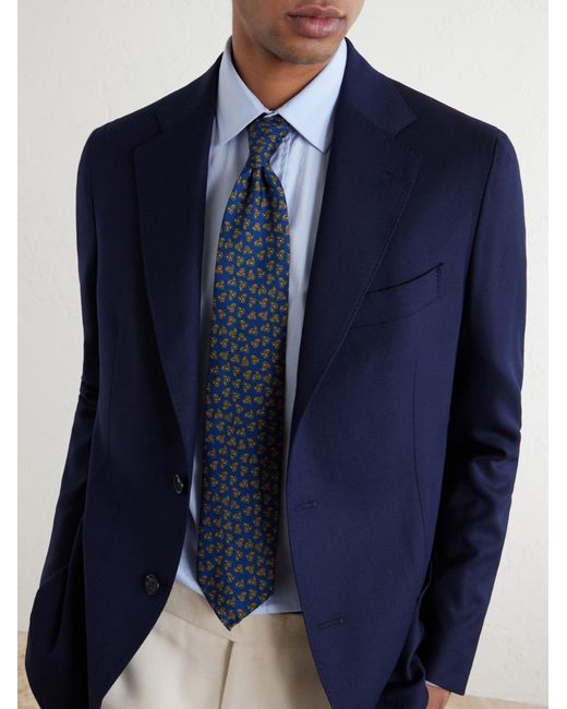 De Petrillo Blue Wool-Hopsack Blazer for men