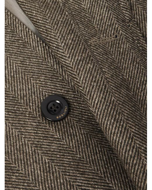 Boglioli Gray Loden Herringbone Wool-blend Coat for men