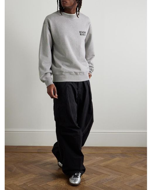 Wacko Maria Gray Logo-Embroidered Cotton-Jersey Sweatshirt for men