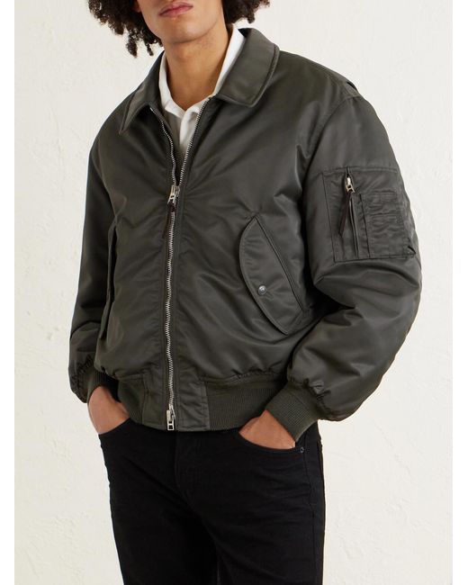 Tom Ford Green Padded Satin Bomber Jacket for men