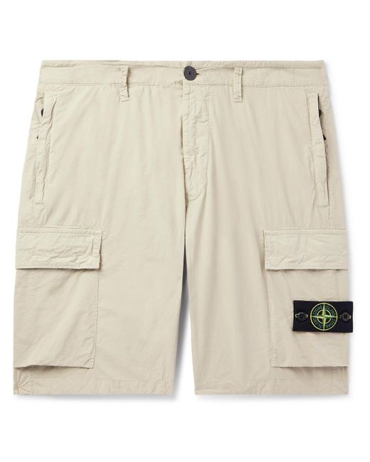 Stone Island Natural Straight-leg Logo-appliquéd Cotton-blend Canvas Cargo Shorts for men