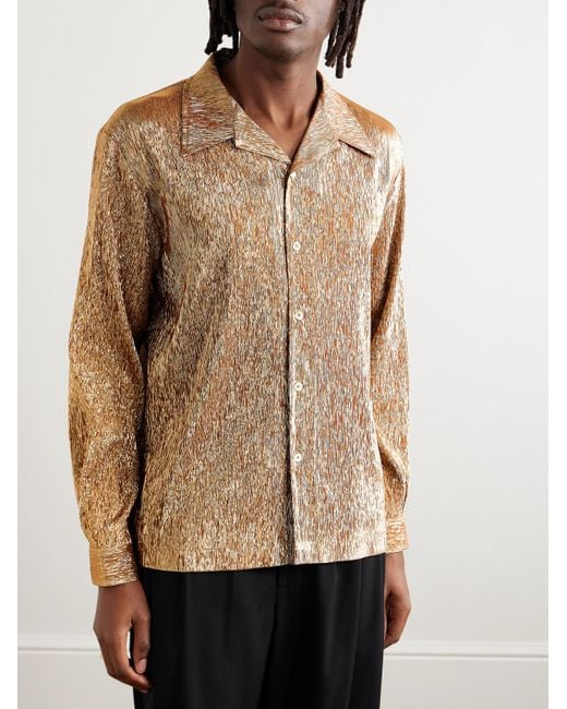 Séfr Natural Jagou Metallic Silk-blend Shirt for men