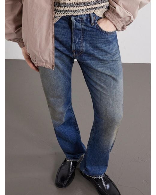 Acne Blue Straight-Leg Cotton Jeans for men