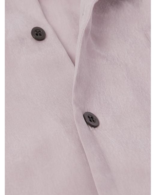 Dries Van Noten Hemd aus vorgewaschenem glänzendem Twill mit Reverskragen in Pink für Herren