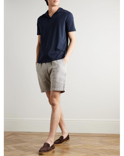 Hartford Blue Garment-dyed Cotton-jersey Polo Shirt for men