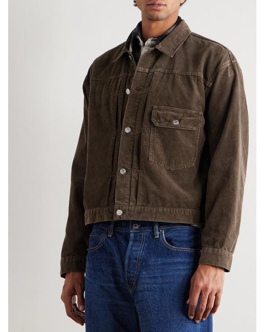 Remi Relief Brown Cotton-Corduroy Trucker Jacket for men