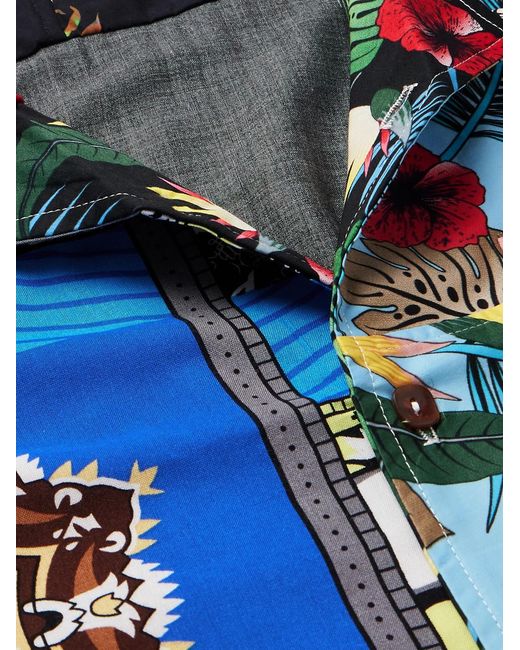 GALLERY DEPT. Blue Parker Camp-Collar Logo-Embroidered Patchwork Floral-Print Woven Shirt for men