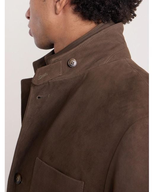 Canali Brown Bruma Layered Suede Jacket for men