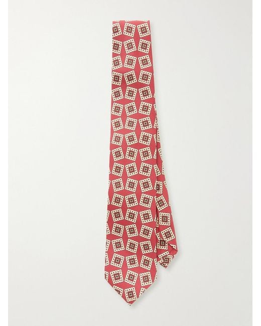 Drake's White 7Cm Jumbled Medallion Printed Silk-Habotai Tie for men