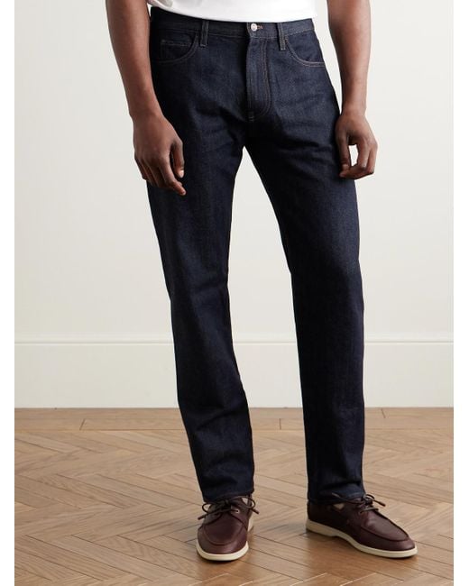 Loro Piana Blue Straight-Leg Cotton And Cashmere-Blend Jeans for men