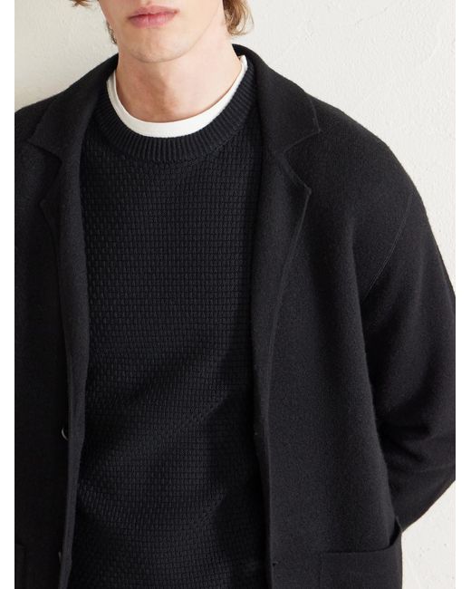 Inis Meáin Blue Caoladóir Basketweave Textured Cotton And Cashmere-blend Sweater for men