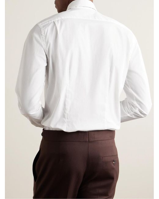 Paul Smith Schmal geschnittenes Hemd aus Popeline aus einer Baumwollmischung in White für Herren