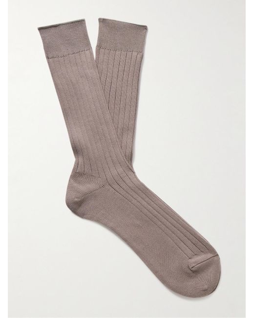 Mr P. Socken aus einer gerippten Baumwollmischung in Gray für Herren