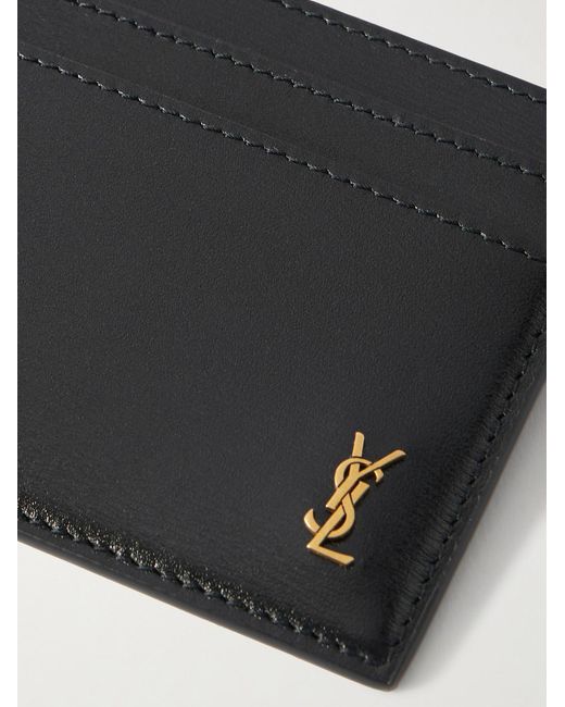 Saint Laurent Black Logo-embellished Leather Cardholder for men