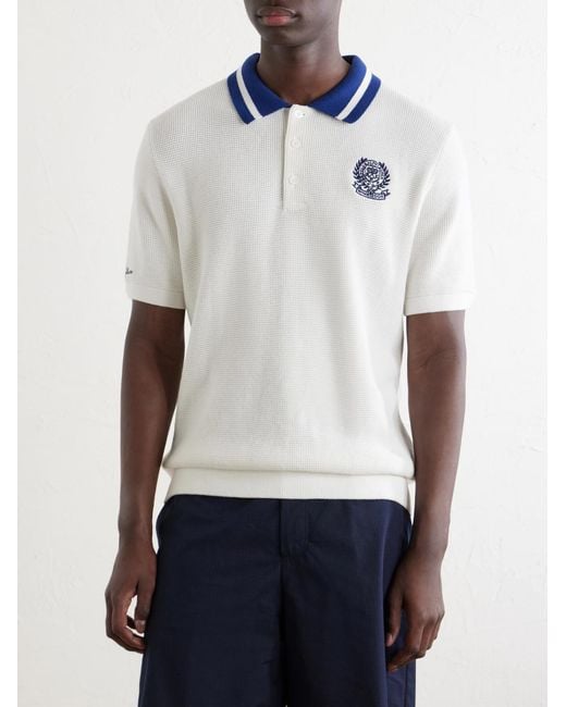 Polo Ralph Lauren White Wimbledon Embroidered Cotton-Knitted Shirt for men