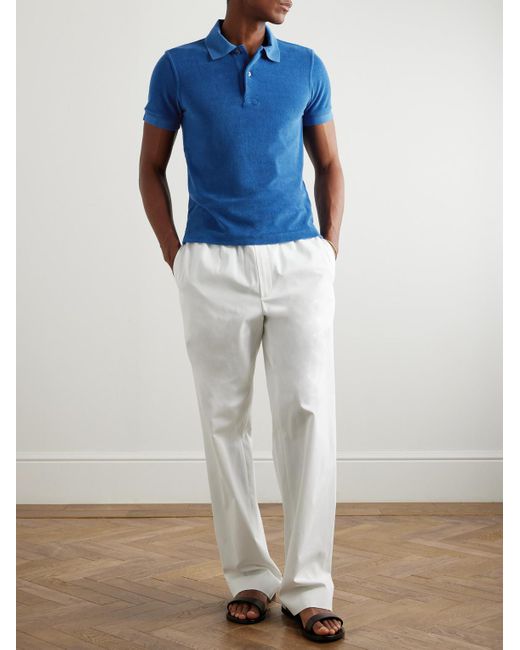 Tom Ford Polohemd aus Frottee aus einer Baumwollmischung in Blue für Herren