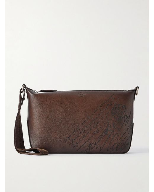 Berluti Brown Toujours Soft Scritto Venezia Leather Pouch for men