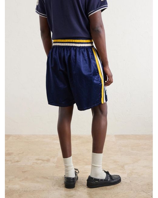Human Made Blue Straight-Leg Logo-Embroidered Cotton-Blend Shorts for men