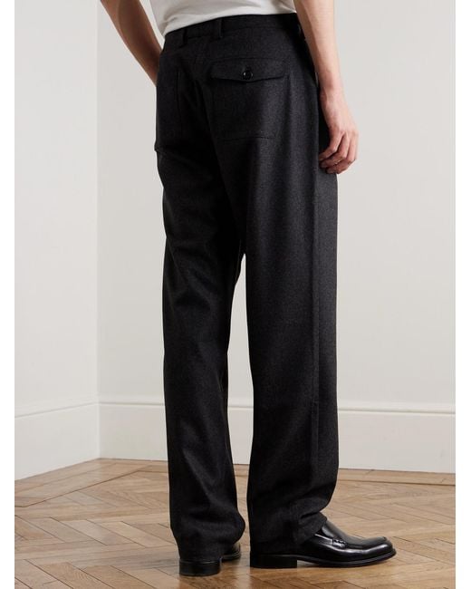 Oliver Spencer Black Morton Straight-Leg Pleated Cotton-Blend Suit Trousers for men