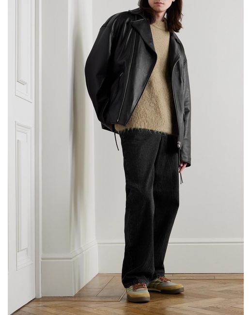 Acne Black Leather Biker Jacket for men