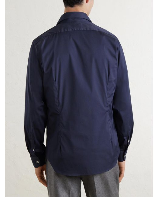 Eleventy Blue Cotton-Blend Shirt for men