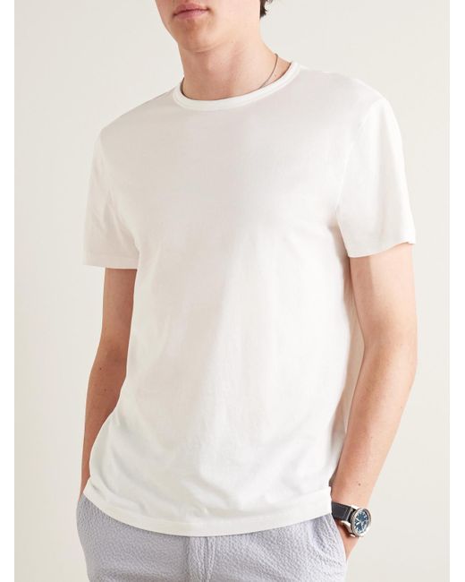 Club Monaco White Luxe Featherweight Cotton-jersey T-shirt for men