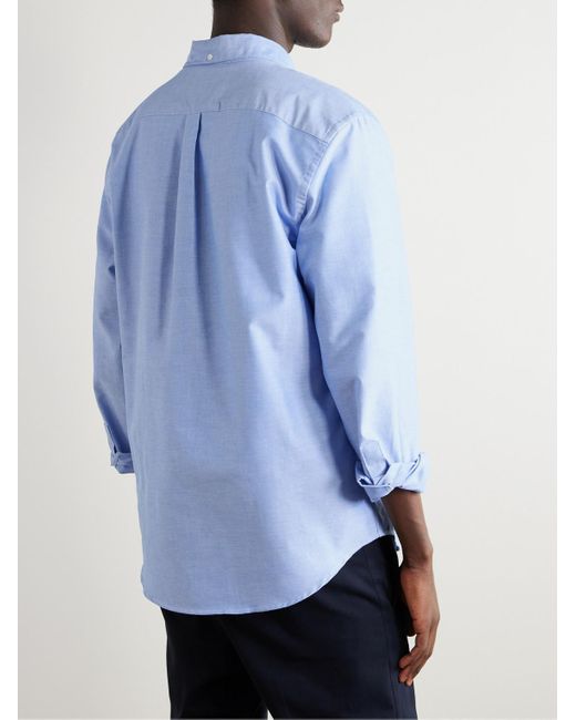 Portuguese Flannel Blue Belavista Button-Down Collar Cotton Oxford Shirt for men