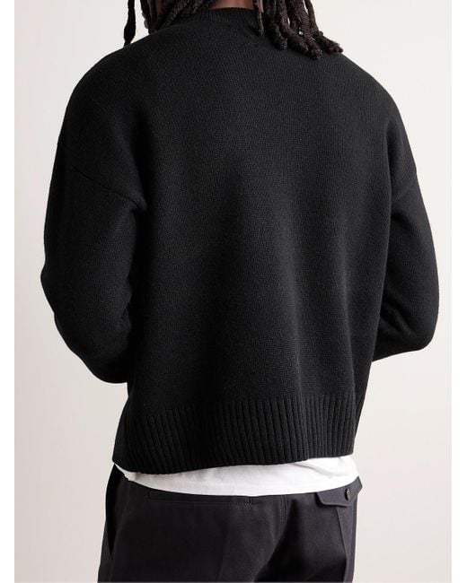 AMI Black Merino Wool And Cashmere-blend Sweater for men