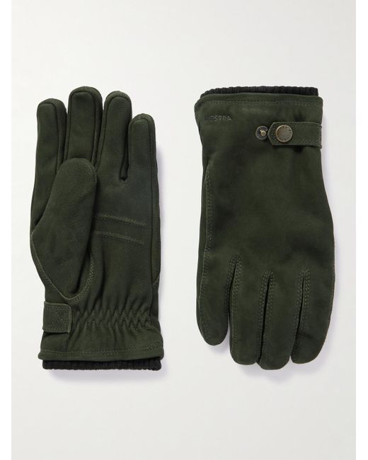 Hestra Green Bergvik Padded Nubuck Gloves for men