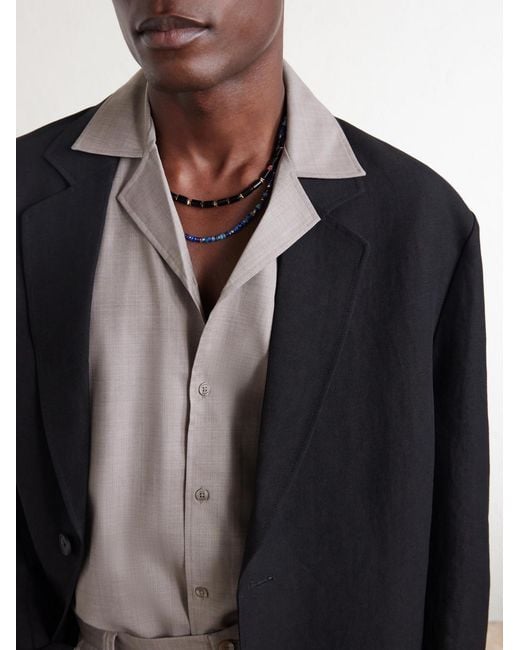 Frescobol Carioca Gray Safra Camp-collar Wool Shirt for men