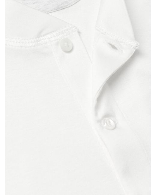 Brunello Cucinelli White Slim-Fit Cotton-Jersey Henley T-Shirt for men