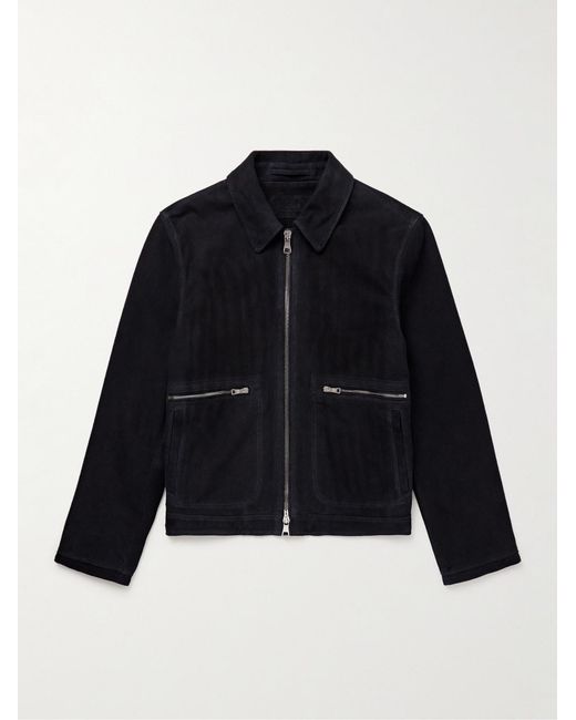 Mr P. Blue Golf Perforated Suede Blouson Jacket for men