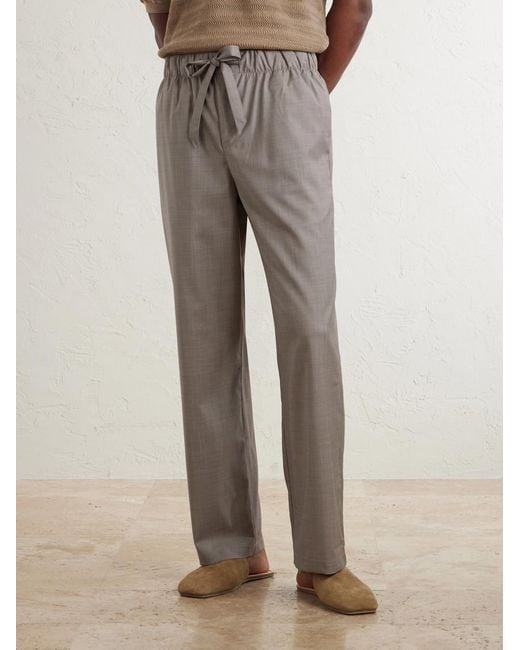 Frescobol Carioca Gray Luan Straight-Leg Wool Drawstring Trousers for men