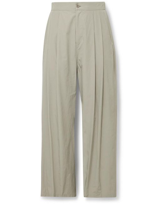 Amomento White Wide-leg Pleated Shell Trousers for men