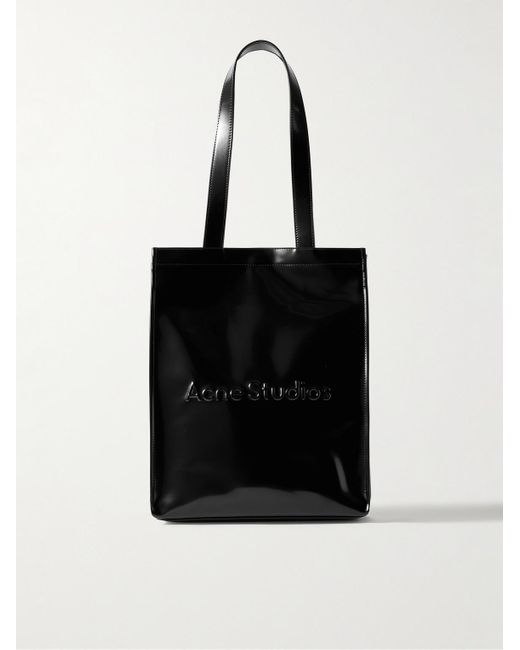 Acne Black Logo-embossed Faux Glossed-leather Tote Bag for men