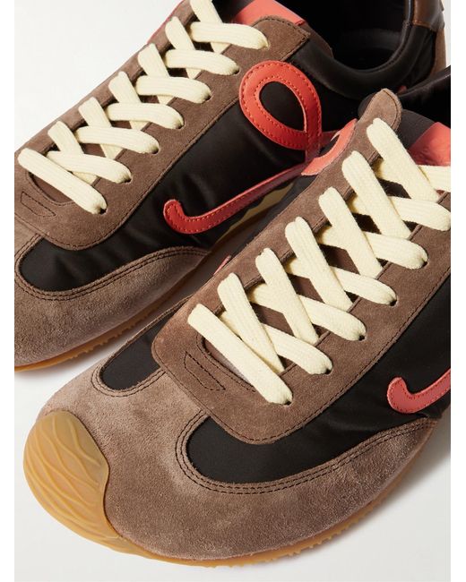 Loewe Brown Ballet Runner 2.0 Logo-Appliquéd Shell, Suede And Leather Sneakers for men