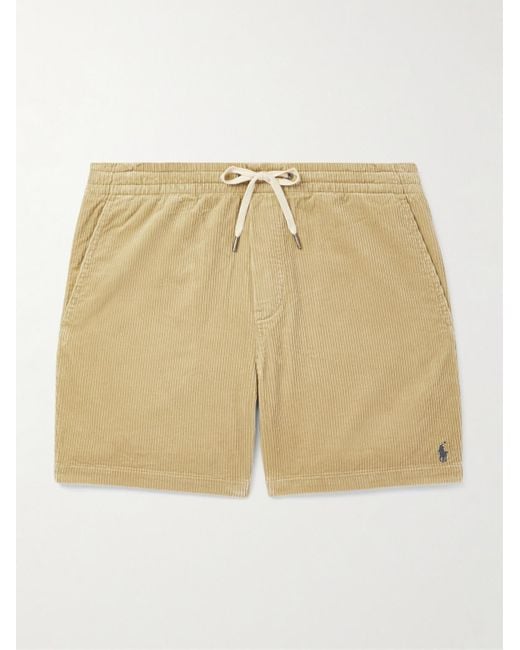Polo Ralph Lauren Natural Prepster Straight-leg Logo-embroidered Cotton-corduroy Drawstring Shorts for men
