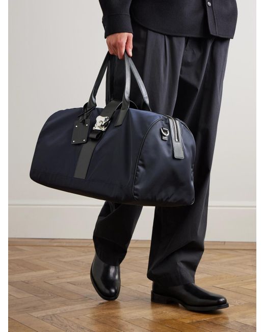 Fpm Milano Blue Butterfly Leather-trimmed Nylon Duffle Bag for men