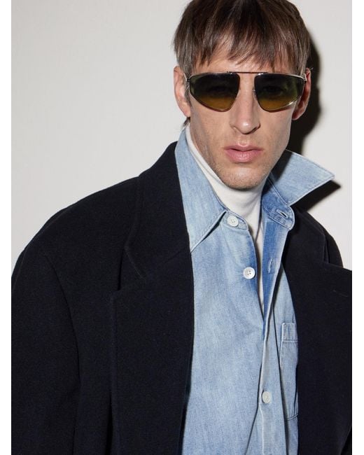 Bottega Veneta Green Light Ribbon Aviator-Style-Tone Sunglasses for men
