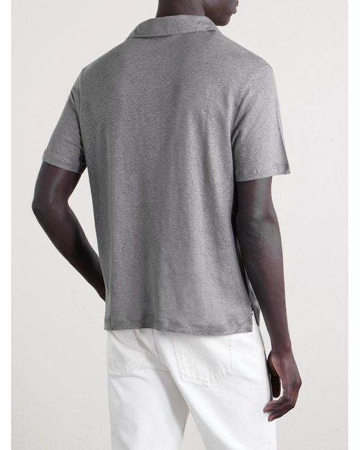 Officine Generale Gray Simon Linen Polo Shirt for men