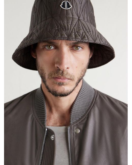 Rick Owens Brown Moncler Logo-appliquéd Padded Quilted Shell Bucket Hat for men