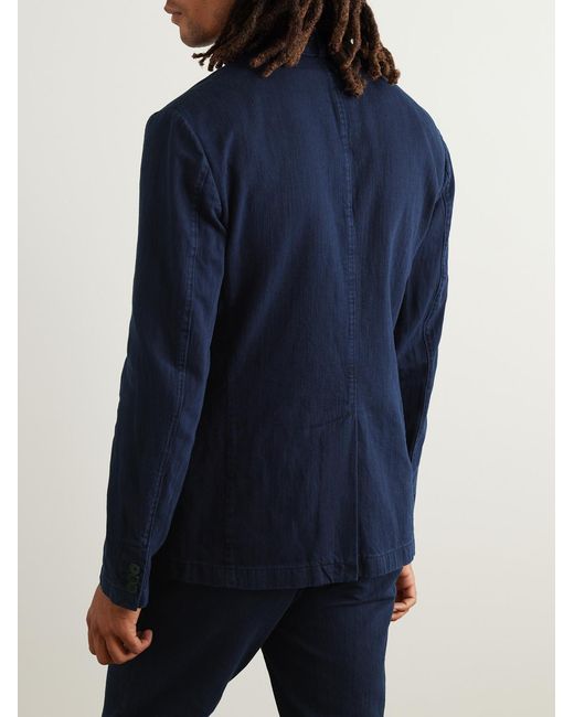 Theory Blue Clinton Cotton And Linen-Blend Blazer for men