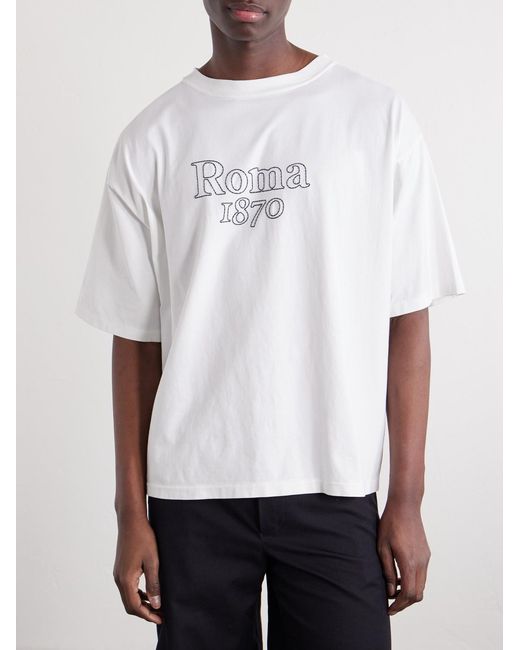 Remi Relief White Roma 1870 Embroidered Cotton-Jersey T-Shirt for men