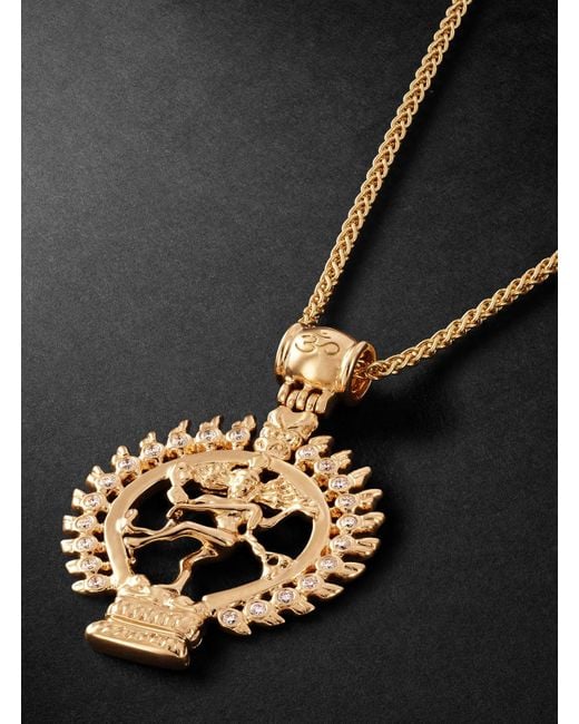 Collana e pendente in oro 18 carati con diamanti Dancing Shiva di Shamballa Jewels in Black da Uomo
